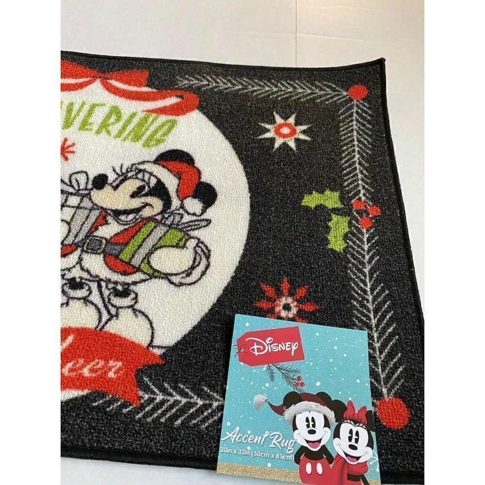 Disney Mickey Minnie Accent‎ Rug 20X32” Doormat Delivering Holiday Cheer NWT